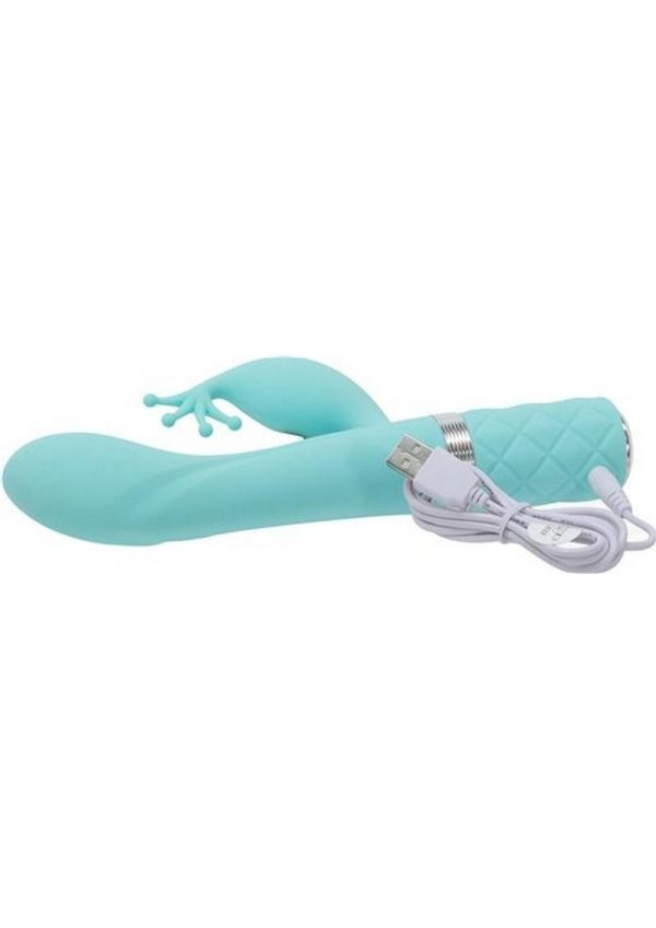 Pillow Talk Kinky Silicone Dual Massager USB Rechargeable With Swarovski Crystal Teal 8.6 Inch - Image 3