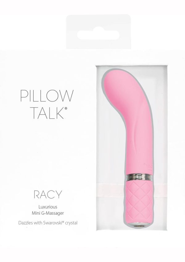 Pillow Talk Racy Silicone Mini Massager USB Rechargeable With Swarovski Crystal Pink 5 Inch - Image 2