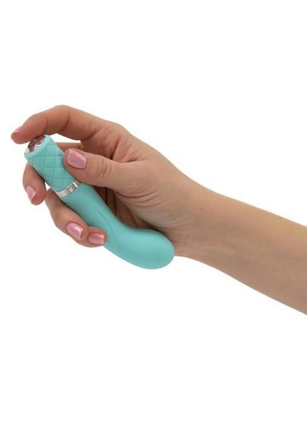 Pillow Talk Racy Silicone Mini Massager USB Rechargeable With Swarovski Crystal Teal 5 Inch - Image 3