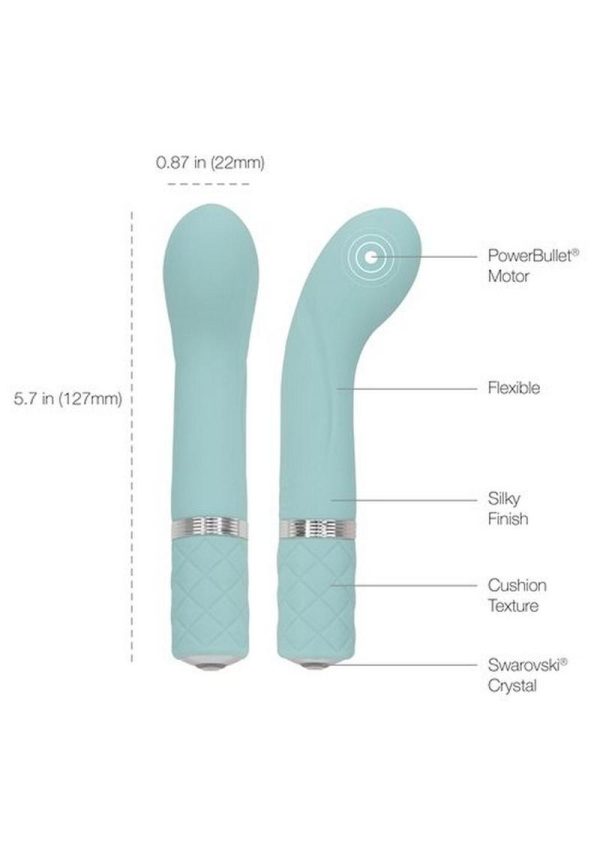 Pillow Talk Racy Silicone Mini Massager USB Rechargeable With Swarovski Crystal Teal 5 Inch - Image 4