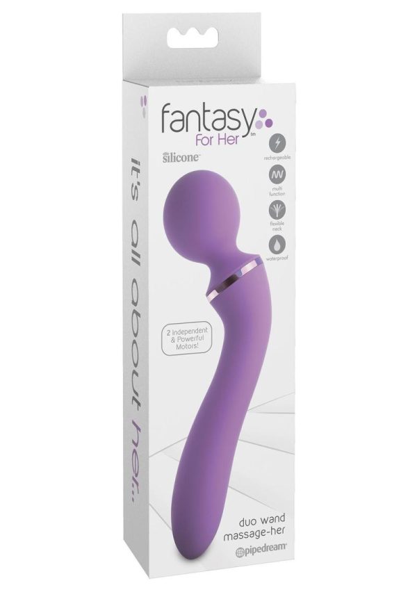Fantasy For Her Duo Wand Massage Her Silicone Rechargeable Waterproof Purple - Image 2