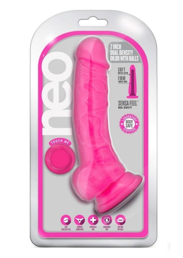 Neo Dual Density Realistic Cock With Balls Pink 7.5 Inch - Image 2