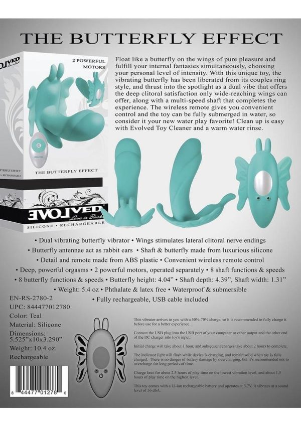 The Butterfly Effect Silicone USB Rechargeable Dual Motor Wireless Remote Control Vibrator Waterproof Teal - Image 4