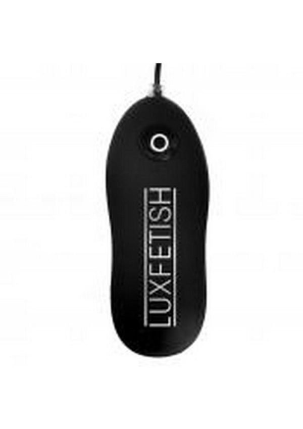 Lux Fetish Latex Inflatable Vibrating Butt Plug With Wired Remote Control Black 4 Inch - Image 3
