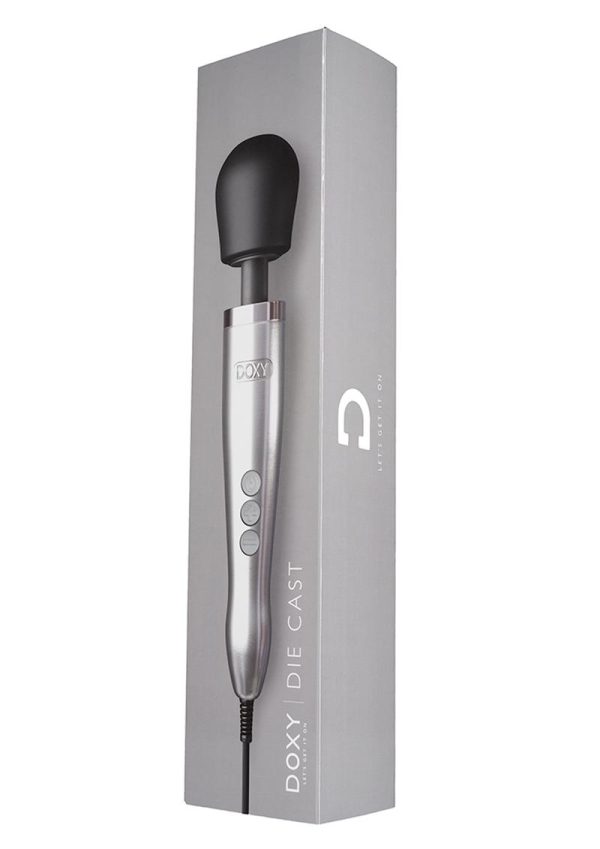 DOXY Die Cast Plug-In Vibrating Wand Body Massager Brushed Metal Silver - Image 2