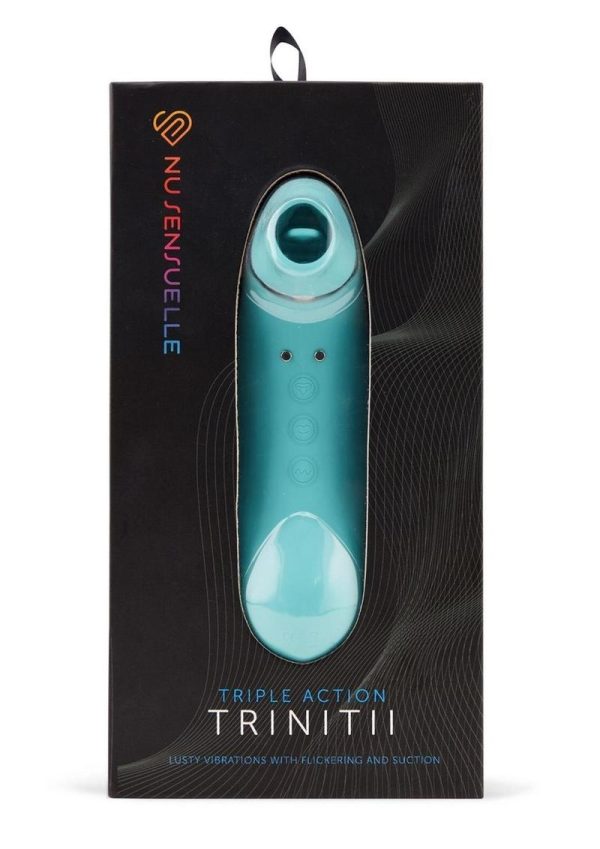 Nu Sensuelle Trinitii Suction Tongue Vibrator Rechargeable Multi Speed Electric Blue - Image 2