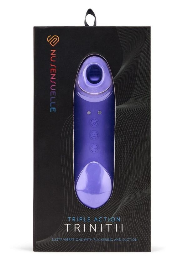 Nu Sensuelle Trinitii Suction Tongue Vibrator Rechargeable Multi Speed Ultra Violet - Image 2