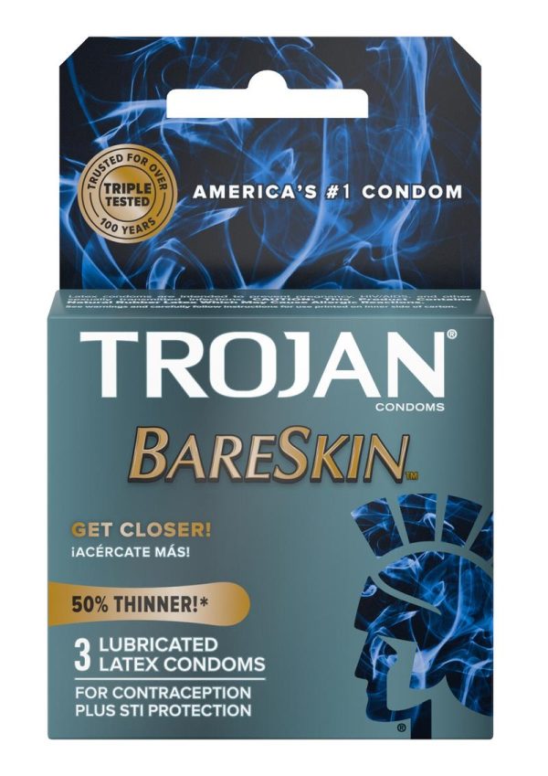 Trojan Bareskin Premium Lubricated Latex Condoms 3-Pack