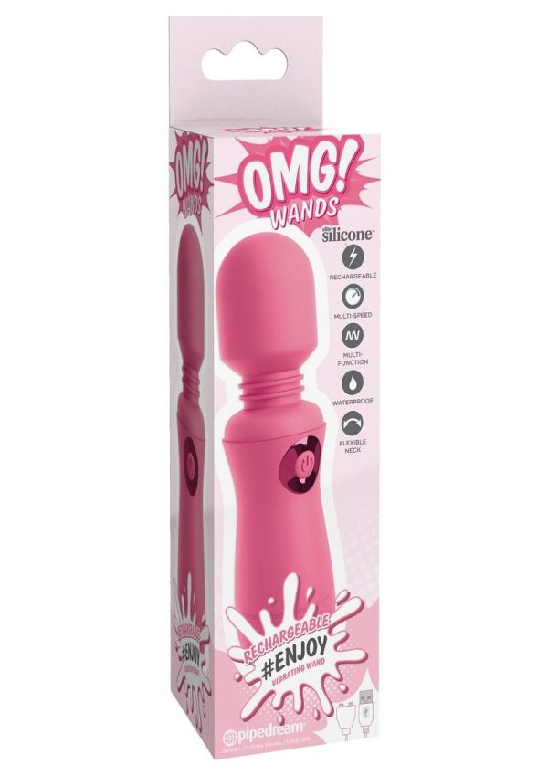 Omg Wands Enjoy Rechargeable Mulrti Speed Vibrating Massager Silicone Waterproof Pink - Image 2