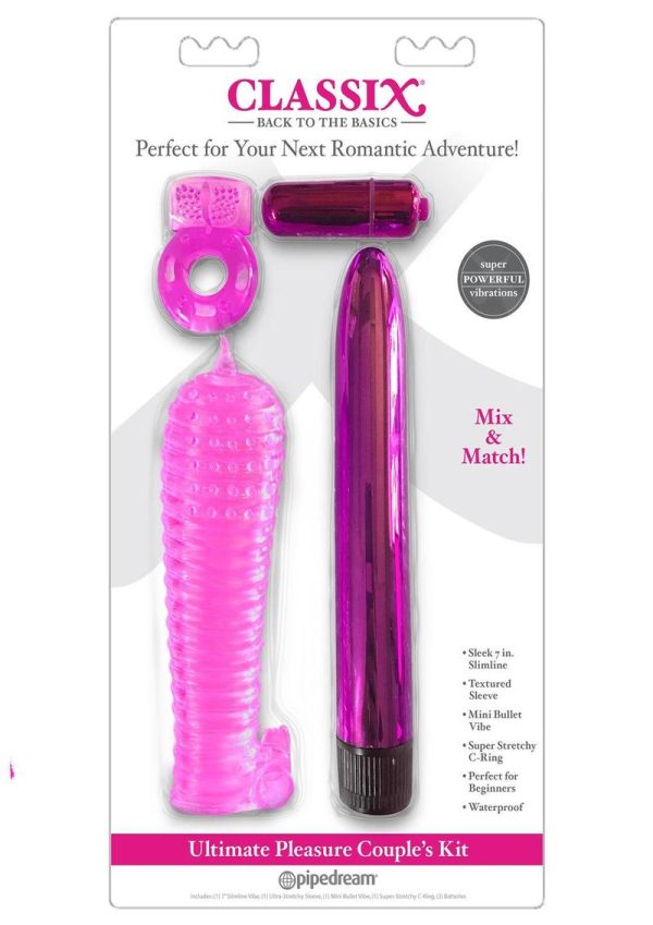 Classix Ultimate Pleasure Couples Kit Waterproof Textured Pink - Image 2