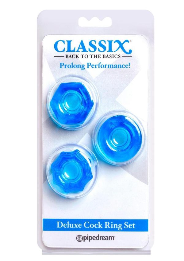 Classix Deluxe Cock Ring Set Blue - Image 2