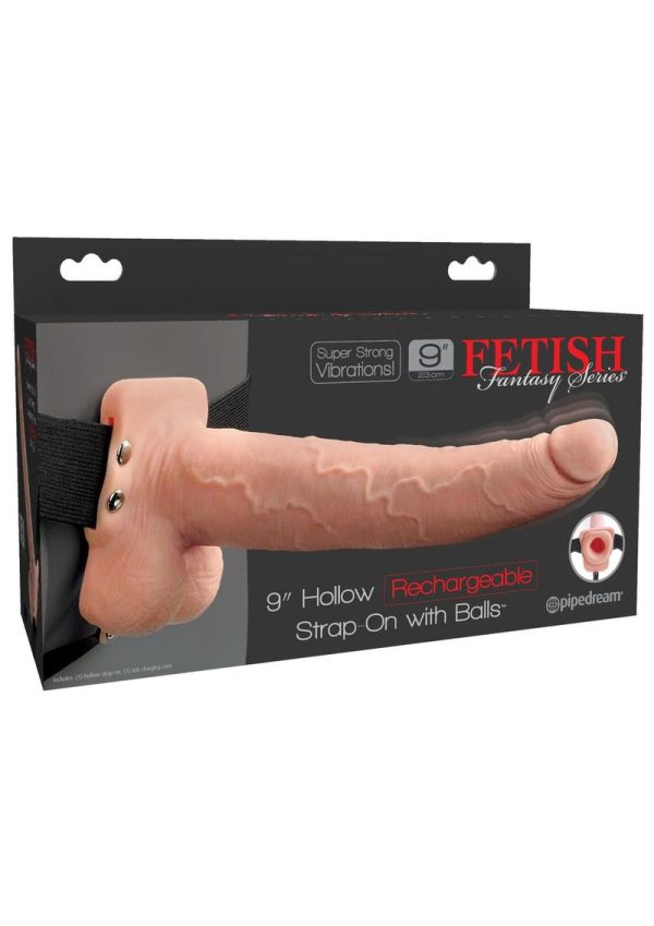 Fetish Fantasy Hollow Rechargeable Strap-On With Balls Flesh 9 Inches - Image 2