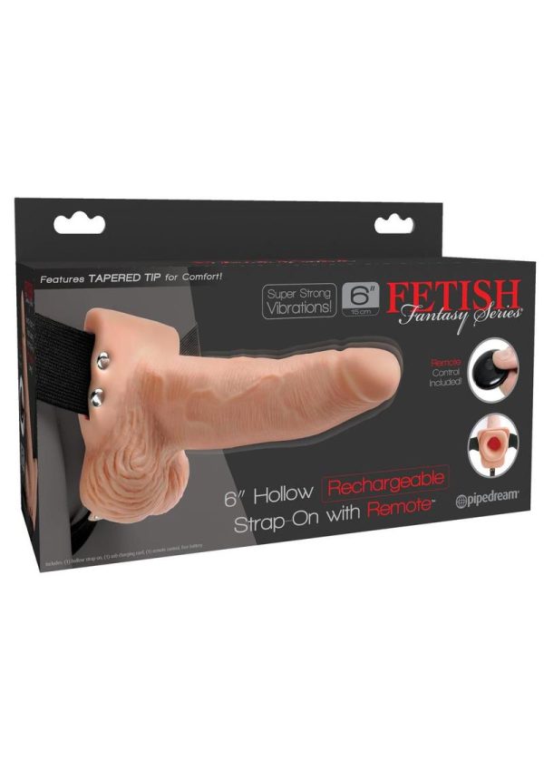 Fetish Fantasy Hollow Rechargeable Strap-On With Remote Control Flesh 6 Inches - Image 2