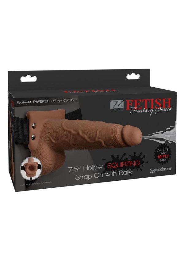 Fetish Fantasy Hollow Squirting Strap-On With Balls Tan 7.5 Inches - Image 2