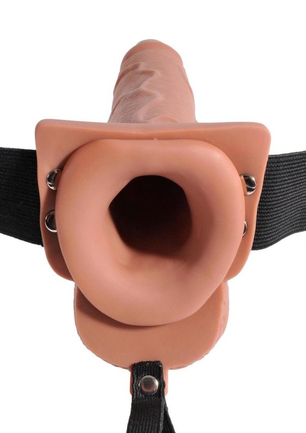 Fetish Fantasy Hollow Squirting Strap-On With Balls Tan 7.5 Inches - Image 3