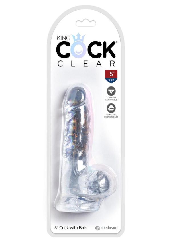 King Cock Clear 5 inch  With Balls Dildo Non Vibrating - Image 2