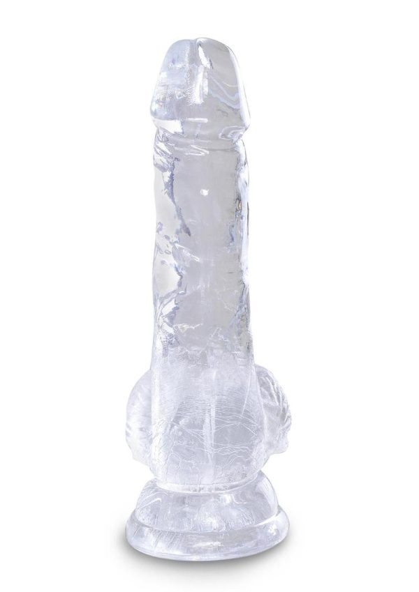 King Cock Clear Dildo with Balls 5in - Clear