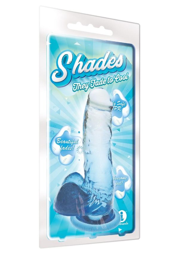 Shades Gradient 7 Inch Realistic Jelly Dong Non Vibrating Harness Compatible Clear/Blue - Image 2