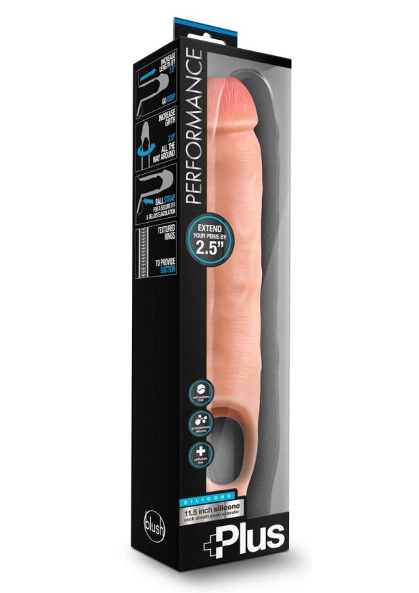 Perform Plus Cock Sheath Penis  Extender 11.5 inch Silicone Flesh - Image 2