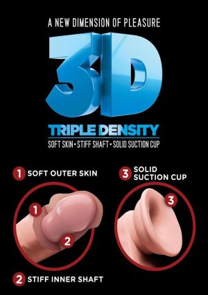 King Cock Plus Triple Density Dildo with Balls 7.5in - Vanilla