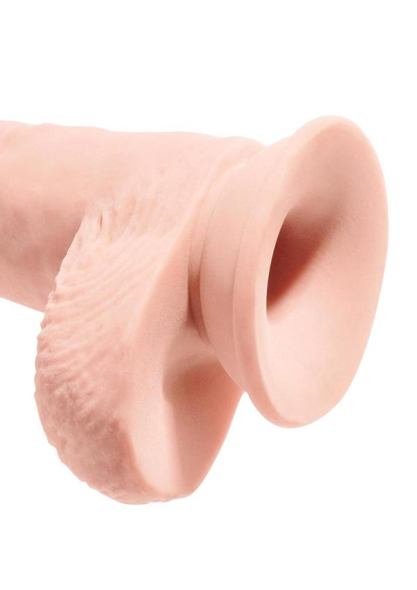 King Cock Plus 10 Inch Triple Density Fat Cock With Balls Strap On Compatible Non Vibrating Suction Cup Base Flesh - Image 3