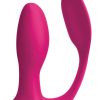 Threesome Double Ecstasy Silicone Vibrator Multi Speed USB Rechargeable Remote Splashproof Pink - Image 3