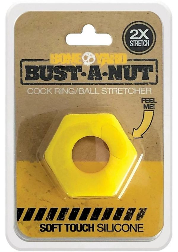 Bone Yard Bust A Nut Silicone Cock Ring Ball Stretcher Yellow - Image 2