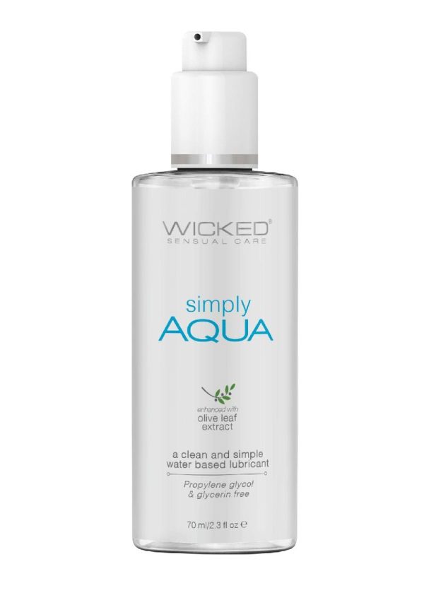 Wicked Sensual Care Simply Aqua Water Based With Olive Leaf Extract 2.3 Ounce Bottle