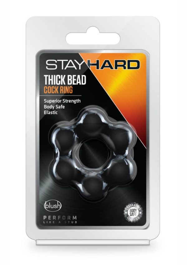 Stay Hard Thick Bead Cock Ring Black - Image 2