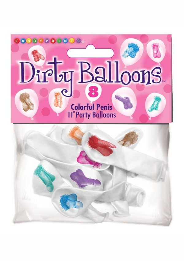 Candy Prints Dirty Balloon Mini Penis Style Latex 9 Inches 8 Each Per Bag - Image 2