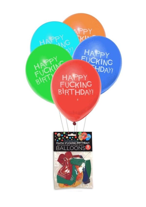 Candy Prints X-Rated Birthday Balloons Latex Asssorted Colors 9 Inches 8 Each Per Bag - Image 2