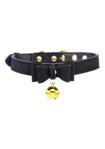 Master Series Golden Kitty Cat Bell Collar - Black/Gold