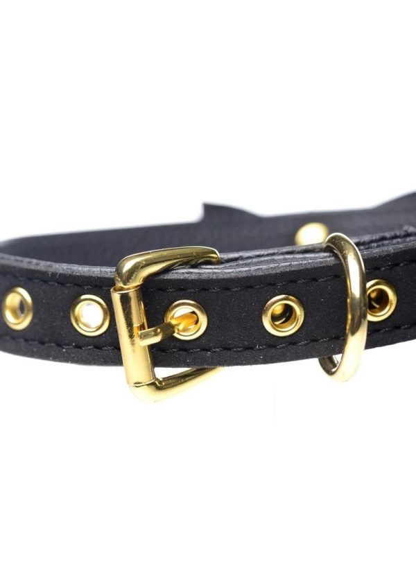 Master Series Golden Kitty Cat Bell Collar - Black/Gold - Image 3