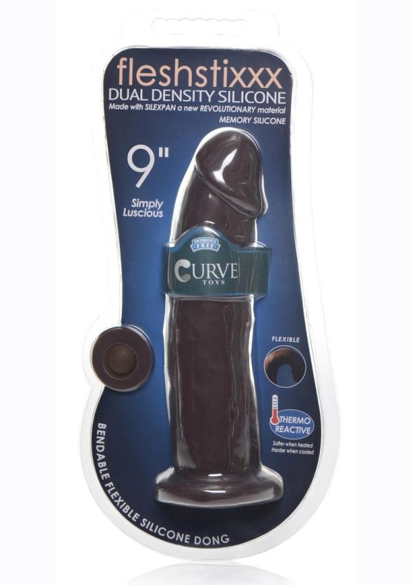 FleshStixxx Dual Density Silicone Bendable Dildo 8in - Chocolate - Image 2