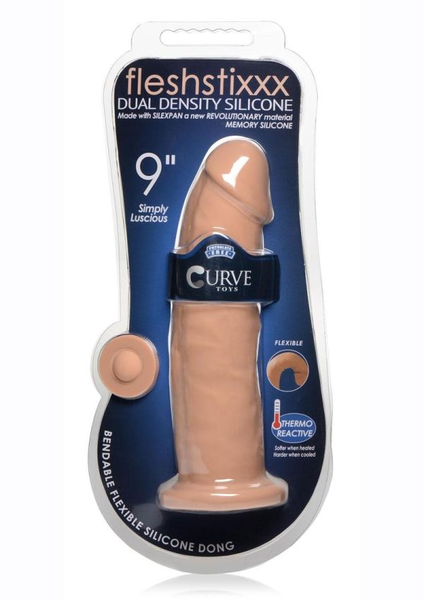 FleshStixxx Dual Density Silicone Bendable Dildo 8in - Caramel - Image 2