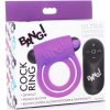 Bang! Silicone Rechargeable Cock Ring And Bullet With Remote Control - Purple - Image 2