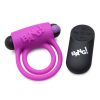 Bang! Silicone Rechargeable Cock Ring and Bullet with Remote Control - Purple