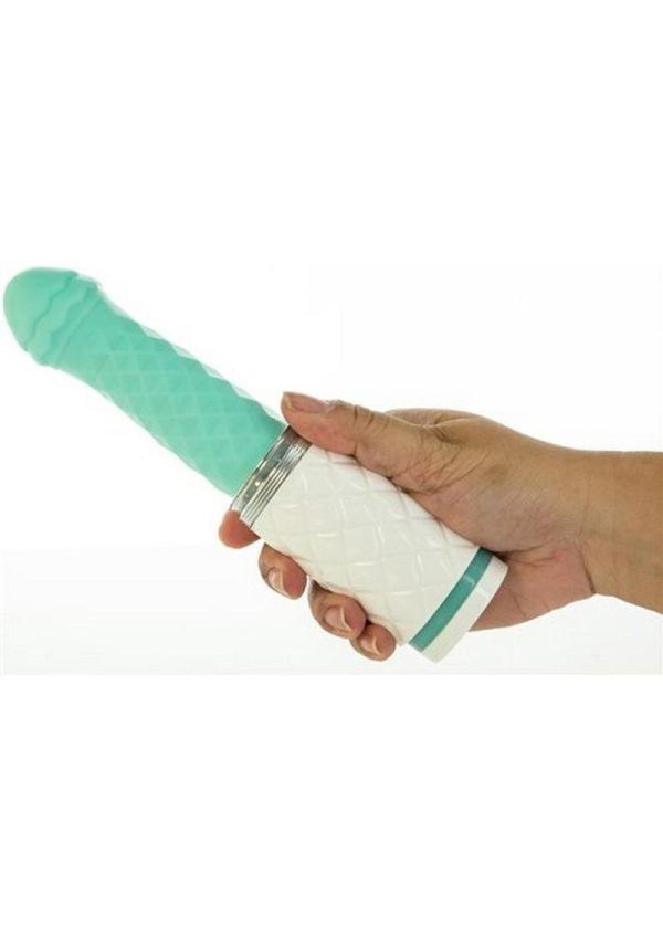 Pillow Talk Feisty Silicone Thrusting andamp; Vibrating Massager - Teal - Image 4