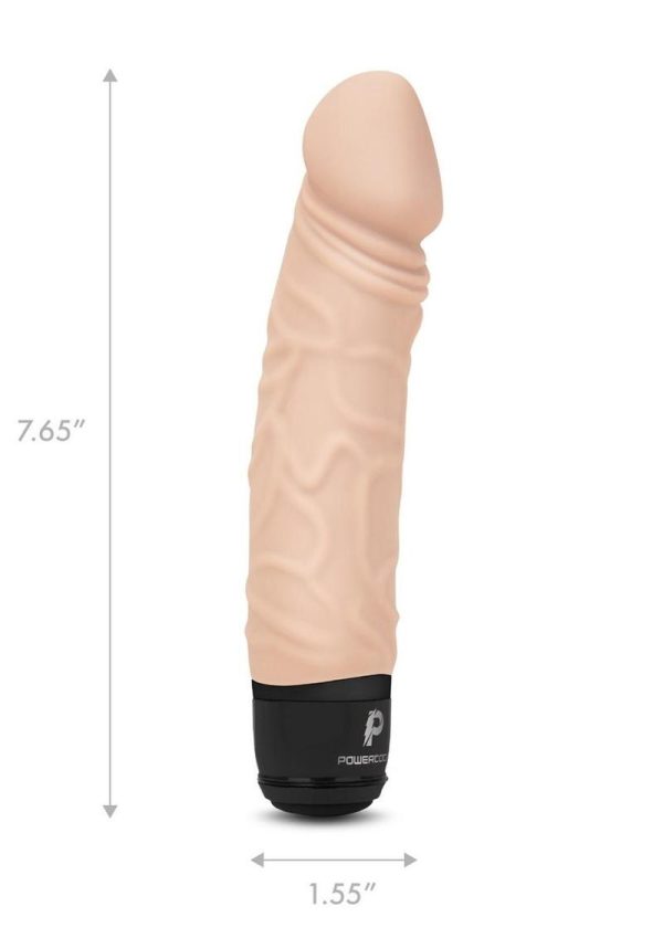 Powercocks Silicone Rechargeable Realistic Vibrator 6.5in - Vanilla - Image 4