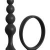 Anal Fantasy Collection Ass-Gasm Silicone Cock Ring with Anal Beads - Black