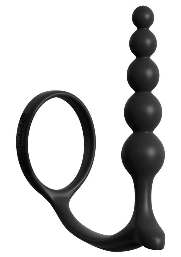 Anal Fantasy Collection Ass-gasm Silicone Cockring Anal Beads - Black - Image 3