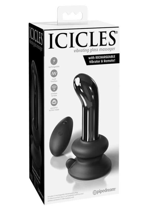 Icicles No 84 Rechargeable Glass P-Spot Plug With Remote Control - Black - Image 2