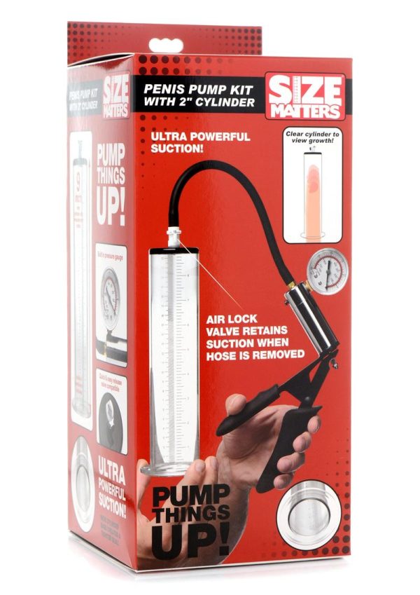 Size Matters Penis Pump Kit With 2in Cylinder - Clear - Image 2
