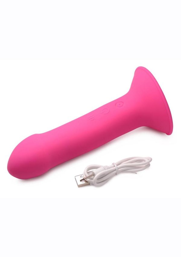Squeeze-It Vibrating Squeezable Rechargeable Silicone Phallic Dildo - Pink - Image 3
