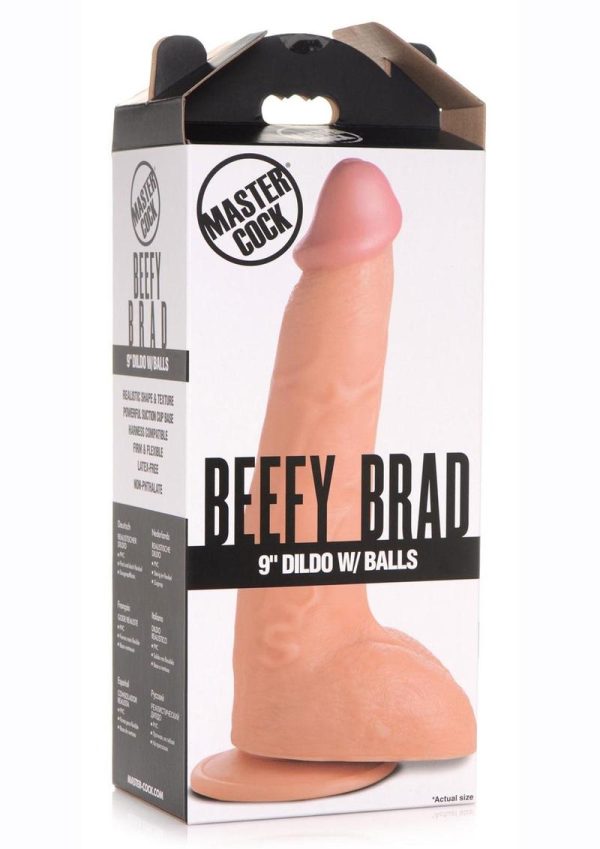 Master Cock Beefy Brad Dildo With Balls 9in - Vanilla - Image 2