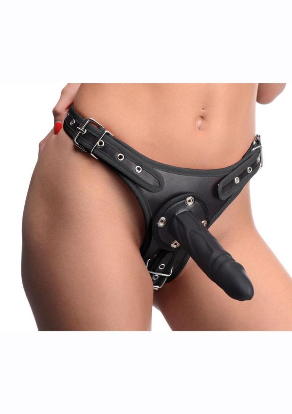 Strict Double Penetration Strap-On Harness with Silicone Dildos (3 pack) - Black - Image 4