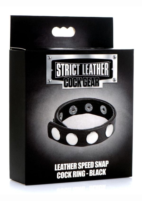 Cock Gear Leather Speed Snap Cock Ring - Black - Image 2