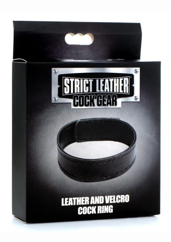 Cock Gear Velcro Leather Cock Ring - Black - Image 2