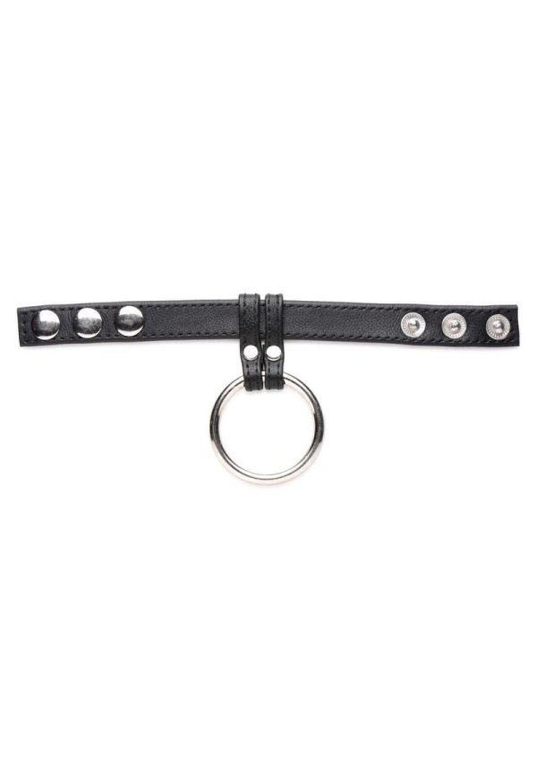 Cock Gear Leather and Steel Cock andamp; Ball Ring - Black - Image 3