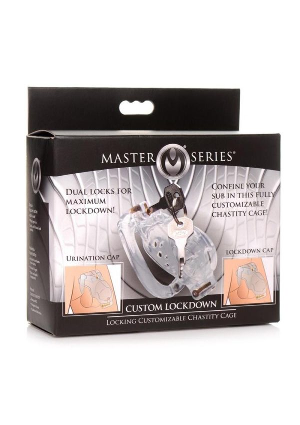 Master Series Double Lockdown Locking Customizable Chastity Cage - Clear - Image 2